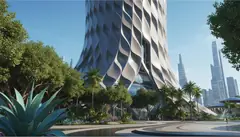 Tower with a twisting 3D metal skin